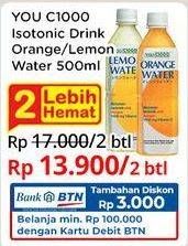 Promo Harga You C1000 Isotonic Drink Orange Water, Lemon Water 500 ml - Indomaret