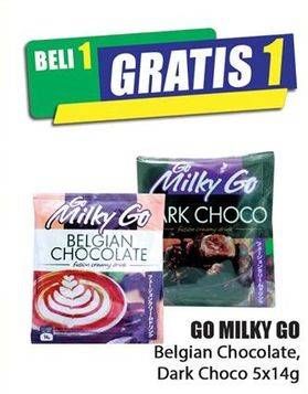 Promo Harga GO MILKY GO Fusion Creamy Drink Powder Belgian Chocolate, Dark Choco per 5 sachet 14 gr - Hari Hari