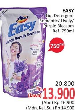 Promo Harga ATTACK Easy Detergent Liquid Lively Energetic, Purple Blossom, Romantic Flowers 750 ml - Alfamidi