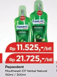Promo Harga Pepsodent Mouthwash Herbal Naturals 150 ml - TIP TOP