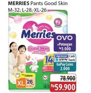 Promo Harga Merries Pants Good Skin M32, L28, XL26 26 pcs - Alfamidi