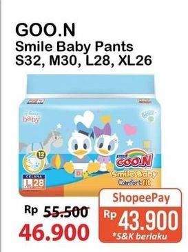 Promo Harga Goon Smile Baby Comfort Fit Pants L28, XL26, S32, M30 26 pcs - Alfamart