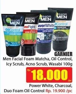 Promo Harga GARNIER MEN Facial Wash Matcha, Icy Scrub, AcnoFight Foam, Wasabi 100 ml - Hari Hari