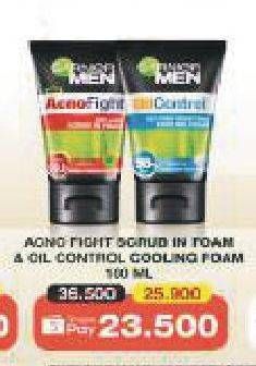 Promo Harga GARNIER MEN Acno Fight Scrub & Oil Control Cooling 100ml  - Alfamart