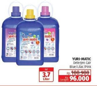 Promo Harga Yuri Matic Detergent Liquid Blue, Floral, Lavender 3700 gr - Lotte Grosir