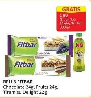 Promo Harga FITBAR Makanan Ringan Sehat Chocolate, Fruits, Tiramisu Delight 22 gr - Alfamart