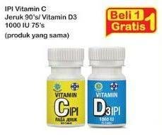 Promo Harga IPI Vitamin C, D3 1000 IU 75 pcs - Indomaret