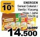 Promo Harga ENERGEN Cereal Instant Chocolate, Vanilla, Kacang Hijau, Jahe per 10 sachet 29 gr - Giant