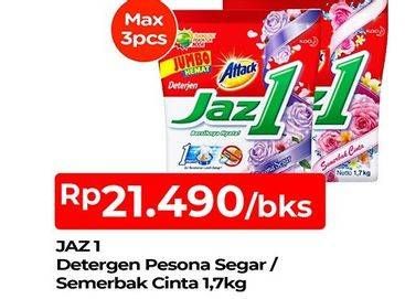 Promo Harga ATTACK Jaz1 Detergent Powder Pesona Segar, Semerbak Cinta 1700 gr - TIP TOP