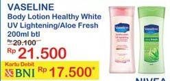 Promo Harga VASELINE Intensive Care Healthy White, Aloe Fresh 200 ml - Indomaret
