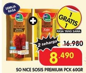 Promo Harga So Nice Sosis Siap Makan Premium All Variants 60 gr - Superindo