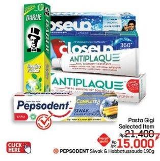 Promo Harga Darlie/Close Up/Antiplaque/Pepsodent Tooth Paste  - LotteMart