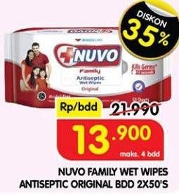Promo Harga Nuvo Wet Wipes Antiseptic Original 50 sheet - Superindo