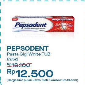 Promo Harga Pepsodent Pasta Gigi Pencegah Gigi Berlubang White 225 gr - Indomaret
