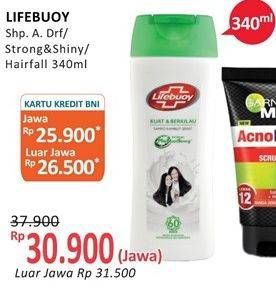 Promo Harga LIFEBUOY Shampoo Anti Dandruff, Anti Hair Fall, Strong Shiny 340 ml - Alfamidi