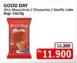 Promo Harga Good Day Instant Coffee 3 in 1 Mocacinno, Chococinno, Vanilla Latte per 10 sachet 20 gr - Alfamidi