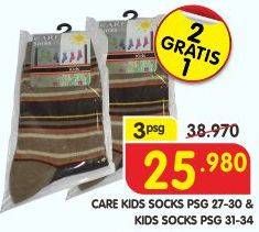 Promo Harga CARE Kaos Kaki Kids, PSG 27-30, 31-34 per 3 pcs - Superindo