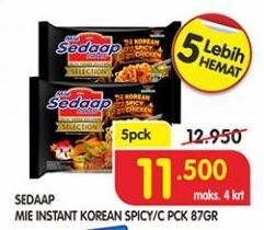 Promo Harga SEDAAP Korean Spicy Chicken, Soup per 5 pcs 87 gr - Superindo