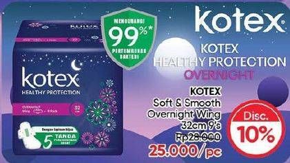 Promo Harga Kotex Healthy Protection Overnight Wing 32cm 9 pcs - Guardian