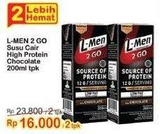 Promo Harga L-men Susu UHT Whey Protein 2 Go Chocolate 200 ml - Indomaret