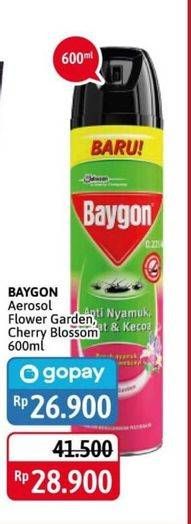 Promo Harga BAYGON Insektisida Spray Flower Garden, Cherry Blossom 600 ml - Alfamidi