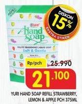 Promo Harga Yuri Hand Soap Lemon, Apple, Strawberry 375 ml - Superindo