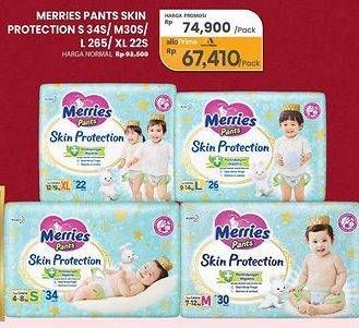Promo Harga Merries Pants Skin Protection L26, M30, S34, XL22 22 pcs - Carrefour