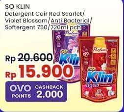 Promo Harga So Klin Liquid Detergent + Anti Bacterial Red Perfume Collection, + Anti Bacterial Violet Blossom, + Anti Bacterial Biru 750 ml - Indomaret