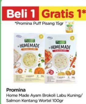 Promo Harga Promina Bubur Bayi Homemade Ayam Brokoli Labu Kuning, Salmon Kentang Wortel 100 gr - TIP TOP