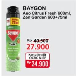 Promo Harga BAYGON Insektisida Spray Citrus Fresh, Zen Garden 600 ml - Alfamart