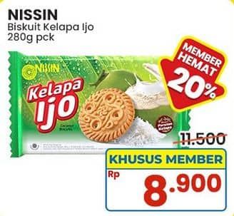 Promo Harga Nissin Coconut Biscuits Kelapa Ijo 280 gr - Indomaret