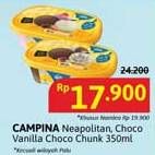 Promo Harga Campina Ice Cream Neapolitan, Chocolate Vanilla Choco Chunk 350 ml - Alfamidi