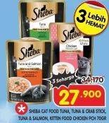 Promo Harga SHEBA Cat Food Tuna Crab Stick, Tuna Salmon 70 gr - Superindo