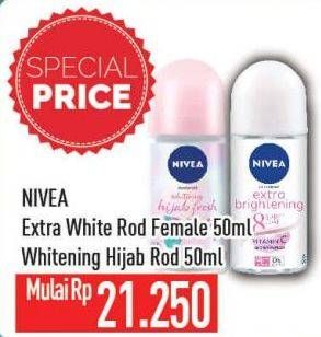 Promo Harga NIVEA Deo Roll On Extra Whitening, Whitening Hijab Fresh 50 ml - Hypermart