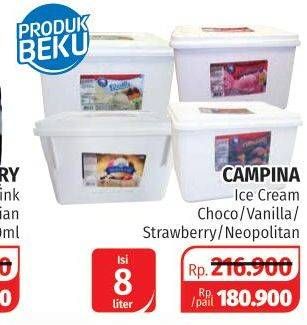 Promo Harga CAMPINA Ice Cream Chocolate, Neapolitan, Strawberry, Vanilla 8000 ml - Lotte Grosir