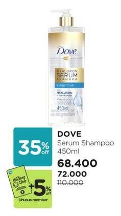 Promo Harga Dove Hyaluron Serum Shampoo 450 ml - Watsons