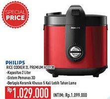 Promo Harga Philips HD3138 Rice Cooker 2L 2000 ml - Hypermart