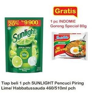 Promo Harga Sunlight Pencuci Piring Jeruk Nipis 100, Higienis Plus With Habbatussauda 460 ml - Indomaret
