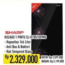 Sharp Sharp SJ-X185/187 MG | Kulkas 1 Pintu   Harga Promo Rp2.329.000, INTIM Rp2.579.000
BATAM Rp2.199.000

Spesifikasi :
- Anti Bau & Bakteri
- Rak Tempered Glass