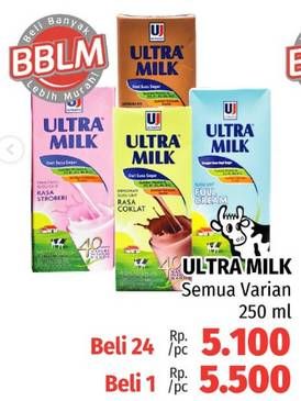 Promo Harga Ultra Milk Susu UHT All Variants 250 ml - Lotte Grosir
