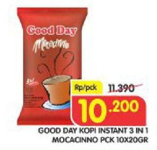Promo Harga Good Day Instant Coffee 3 in 1 Mocacinno per 10 sachet 20 gr - Superindo