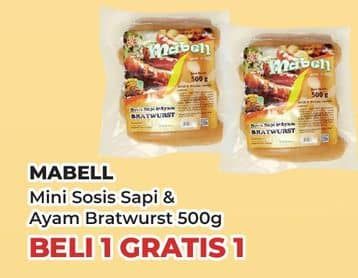 Promo Harga Mabell Mini Sosis Sapi & Ayam Bratwurst 500 gr - Yogya