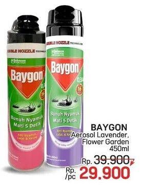 Promo Harga Baygon Insektisida Spray Silky Lavender, Flower Garden 450 ml - LotteMart