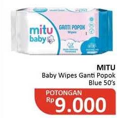 Promo Harga MITU Baby Wipes Blue With Chrysanthemum Vit E 50 pcs - Alfamidi