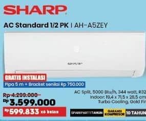 Promo Harga Sharp AH-A5ZEY | AC Standard 1/2PK  - COURTS