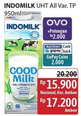 Promo Harga Indomilk Susu UHT All Variants 950 ml - Alfamidi