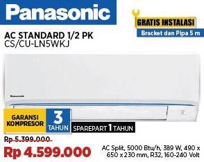 Promo Harga Panasonic CS/CU-LN5WKJ | AC 1/2 PK  - COURTS