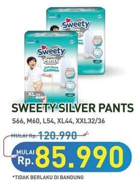 Promo Harga Sweety Silver Pants S66, M60, L54, XL44, XXL32, XXL36 32 pcs - Hypermart