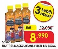 Promo Harga SOSRO Fruit Tea Blackcurrant, Freeze per 3 botol 350 ml - Superindo