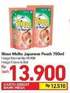 Promo Harga RINSO Anti Noda + Molto Liquid Detergent Japanese Peach 750 ml - Carrefour